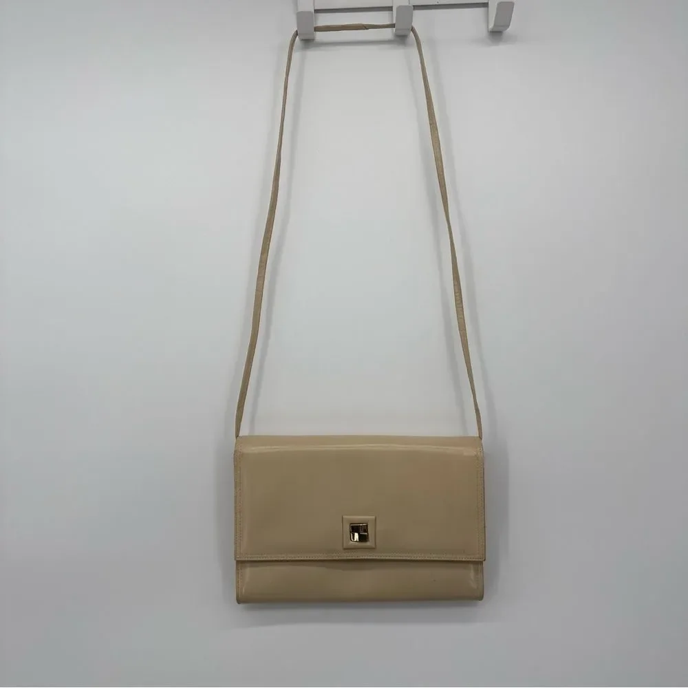 Vintage Saks Fifth Avenue Crossbody Bag Cream Beige Designer Suede